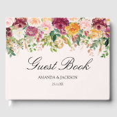 Elegant Watercolor Rose Garden Floral Wedding ゲストブック (正面)
