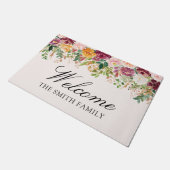 Elegant Watercolor Rose Garden Floral Welcome ドアマット (アングル)