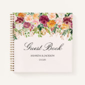 Elegant Watercolor Rose Garden Wedding Guestbook ノートブック (正面)