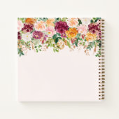 Elegant Watercolor Rose Garden Wedding Guestbook ノートブック (裏面)