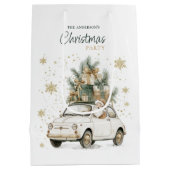 Elegant Watercolor Santa Christmas Party ミディアムペーパーバッグ (裏面)