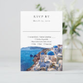 Elegant Watercolor Santorini Greece Wedding 出欠カード (スタンド正面)