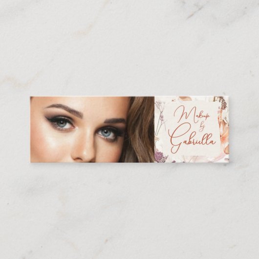 Elegant Watercolor Script Photo Makeup スキニー名刺 (正面)