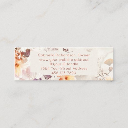 Elegant Watercolor Script Photo Makeup スキニー名刺 (裏面)