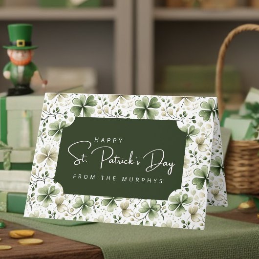 Elegant Watercolor Shamrocks Happy St. Patrick’s  カード