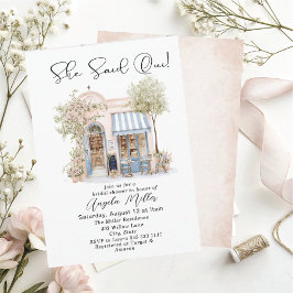 Elegant Watercolor She Said Oui  Bridal Shower 招待状