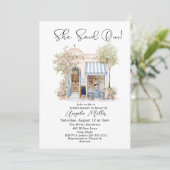 Elegant Watercolor She Said Oui Bridal Shower 招待状 (スタンド正面)