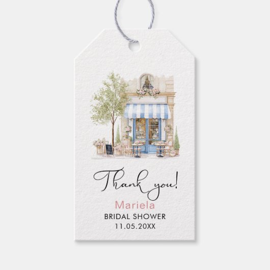 Elegant Watercolor She Said Oui Pink Flowers Brida ギフトタグ (正面)