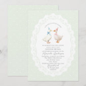 Elegant Watercolor Silly Goose gender reveal Baby  招待状 (正面/裏面)