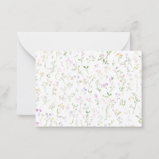 Elegant Watercolor spring wildflowerFlat Note Card ノートカード (裏面)