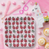 Elegant Watercolor Strawberry Birthday Paper Plate ペーパープレート (パーティー)