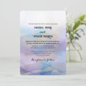  Elegant watercolor style  purple blue wedding  招待状 (スタンド正面)