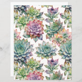 Elegant Watercolor Succulent Garden Paper (正面/裏面)
