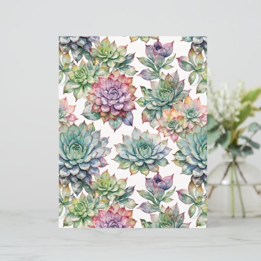 Elegant Watercolor Succulent Garden Paper (スタンド正面)