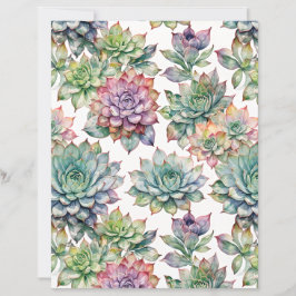 Elegant Watercolor Succulent Garden Paper