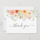 Elegant Watercolor Sunny Flowers Floral Flat サンキューカード (正面)