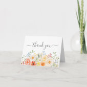 Elegant Watercolor Sunny Flowers Floral Folded サンキューカード (正面)