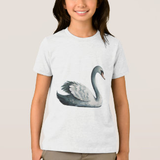 Elegant Watercolor Swan Lake Bird Nursery Art トライブレンドＴシャツ