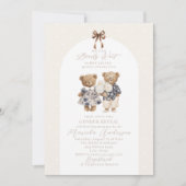 Elegant Watercolor Teddy Bear gender reveal Baby S 招待状 (正面)