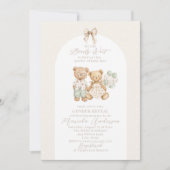 Elegant Watercolor Teddy Bear gender reveal Baby S 招待状 (正面)