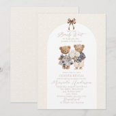 Elegant Watercolor Teddy Bear gender reveal Baby S 招待状 (正面/裏面)