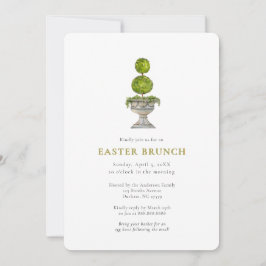Elegant Watercolor Topiary Easter brunch 招待状