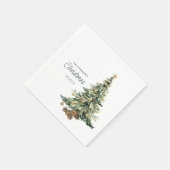 Elegant Watercolor Tree Christmas Party スタンダードカクテルナプキン (角)