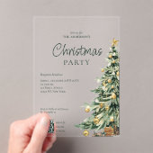 Elegant Watercolor Tree QR Code Christmas Party アクリル招待状 (インサイチュ (ポータブル))