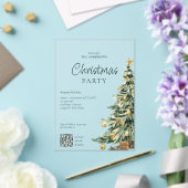 Elegant Watercolor Tree QR Code Christmas Party  アクリル招待状 (インサイチュ (ウェディング))