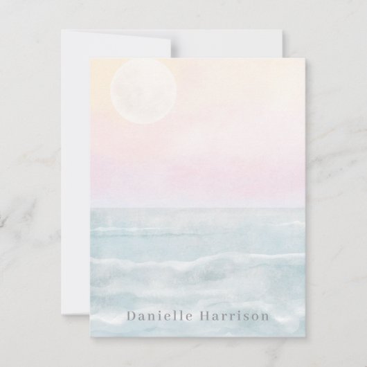Elegant Watercolor Tropical Beach Minimalist Chic ノートカード (正面)