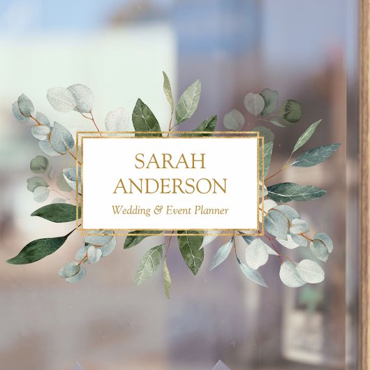 Elegant Watercolor Tropical Eucalyptus Greenery ウィンドウサイン