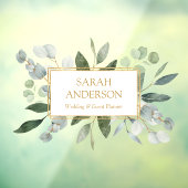 Elegant Watercolor Tropical Eucalyptus Greenery ウィンドウサイン (シート3)