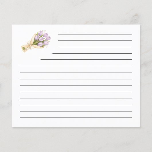 Elegant Watercolor Tulip Bridal Shower Recipe Card (裏面)