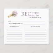 Elegant Watercolor Tulip Bridal Shower Recipe Card (正面)