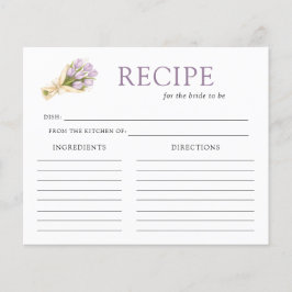 Elegant Watercolor Tulip Bridal Shower Recipe Card