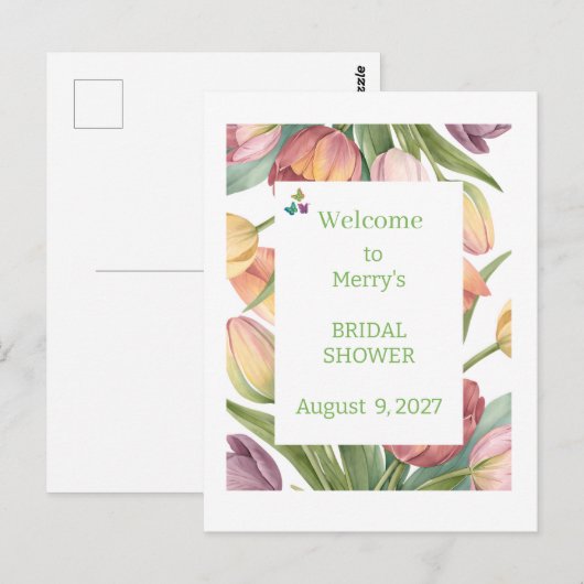 Elegant Watercolor Tulips  ポストカード (正面/裏面)