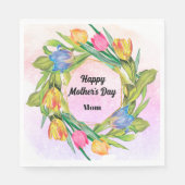 Elegant Watercolor Tulips Mother's Day スタンダードランチョンナプキン (正面)
