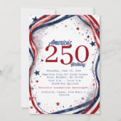 Elegant Watercolor US Flag America 250 Birthday  招待状 (正面)