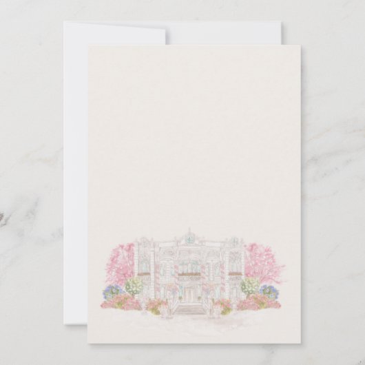Elegant Watercolor Villa Wedding  招待状 (裏面)