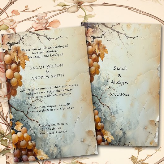 Elegant Watercolor Vineyard Wedding Invitation 便箋