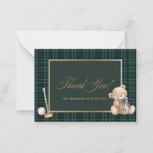 Elegant Watercolor Vintage Plaid teddy bear preppy