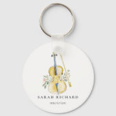 Elegant Watercolor Violin Musician Music Teacher キーホルダー (正面)