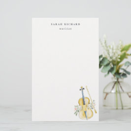 Elegant Watercolor Violin Musician Music Teacher 便箋