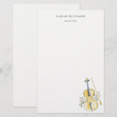 Elegant Watercolor Violin Musician Music Teacher 便箋 (正面/裏面)