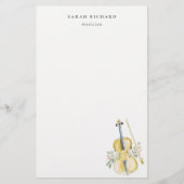 Elegant Watercolor Violin Musician Music Teacher 便箋 (正面)