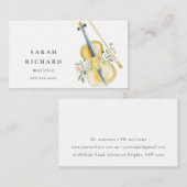 Elegant Watercolor Violin Musician Music Teacher 名刺 (正面/裏面)