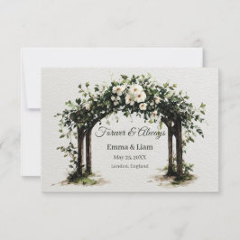 Elegant Watercolor Wedding Arch with White Flowers セーブザデート