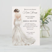 Elegant Watercolor Wedding Dress Bridal Shower 招待状 (スタンド正面)