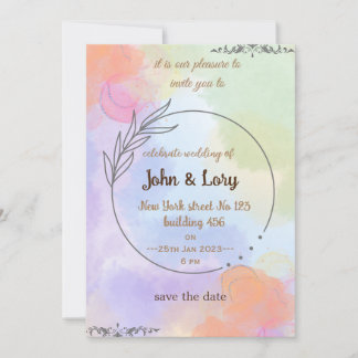 Elegant Watercolor Wedding Invitation  招待状