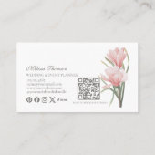 Elegant Watercolor White Blush Pink Floral 名刺 (裏面)